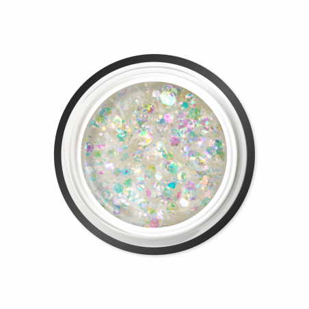 Гель-краска для ногтей с глиттером GC-01 White Opal