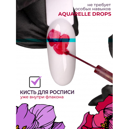 Вишнёвые акварельные капли для дизайна ногтей AQ-06 Cherry