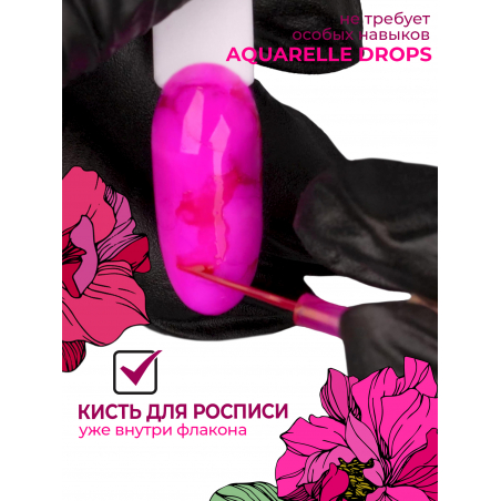 Акварельные капли для дизайна ногтей маджента AQ-07 Magenta