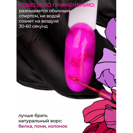 Акварельные капли для дизайна ногтей маджента AQ-07 Magenta