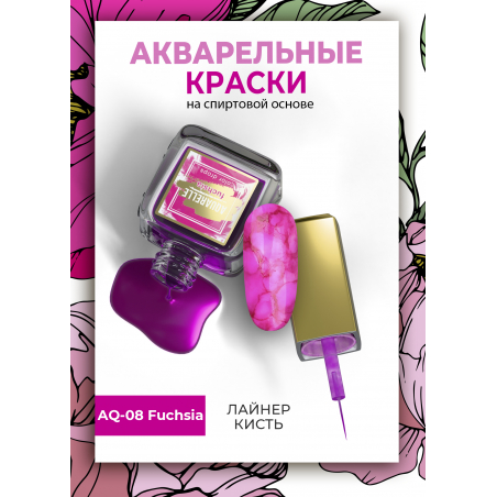 Акварельные капли для дизайна ногтей фуксия AQ-08 Fuchsia Акварельные капли для дизайна ногтей фуксия AQ-08 Fuchsia