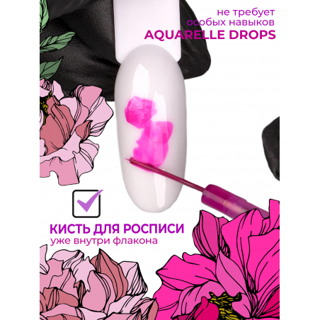 Акварельные капли для дизайна ногтей фуксия AQ-08 Fuchsia