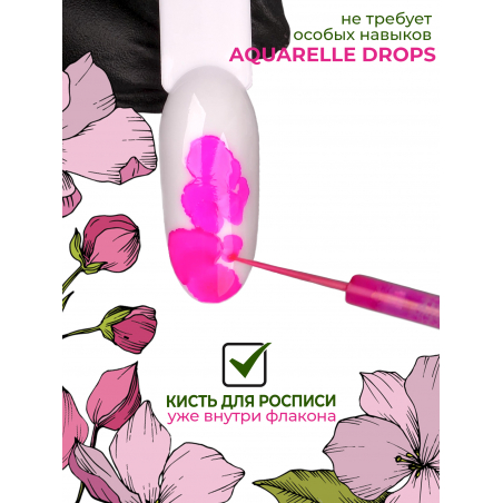 Ярко розовые акварельные капли для дизайна AQ-09 Barbie