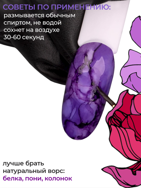 Тёмно фиолетовые акварельные капли для дизайна AQ-12 Violet