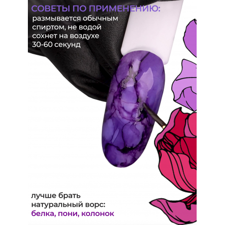 Тёмно фиолетовые акварельные капли для дизайна AQ-12 Violet