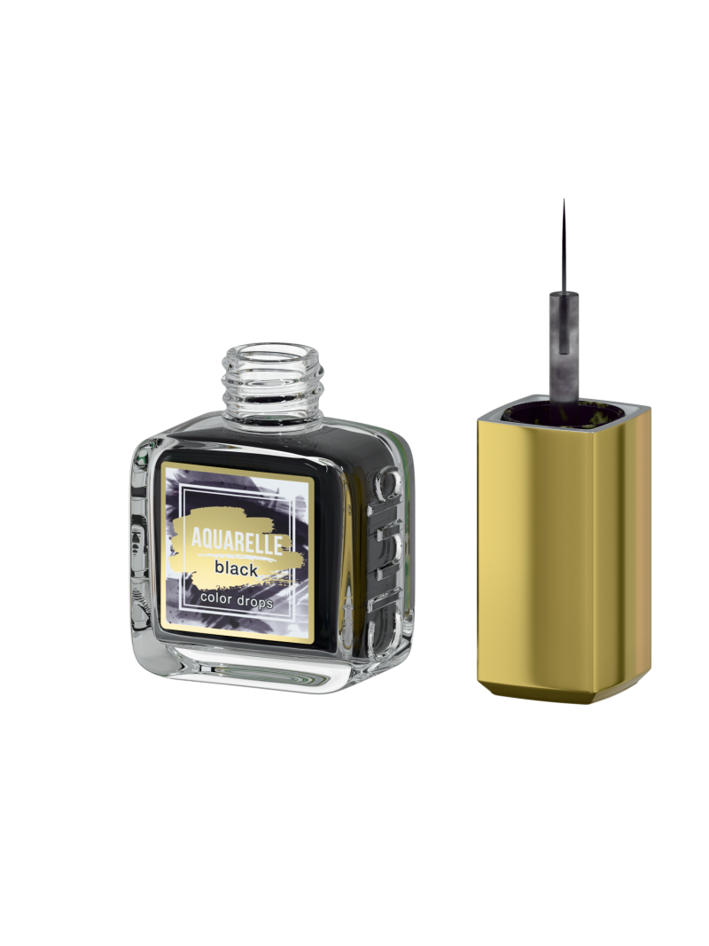Чёрные акварельные капли для создания дизайна AQ-13 Black