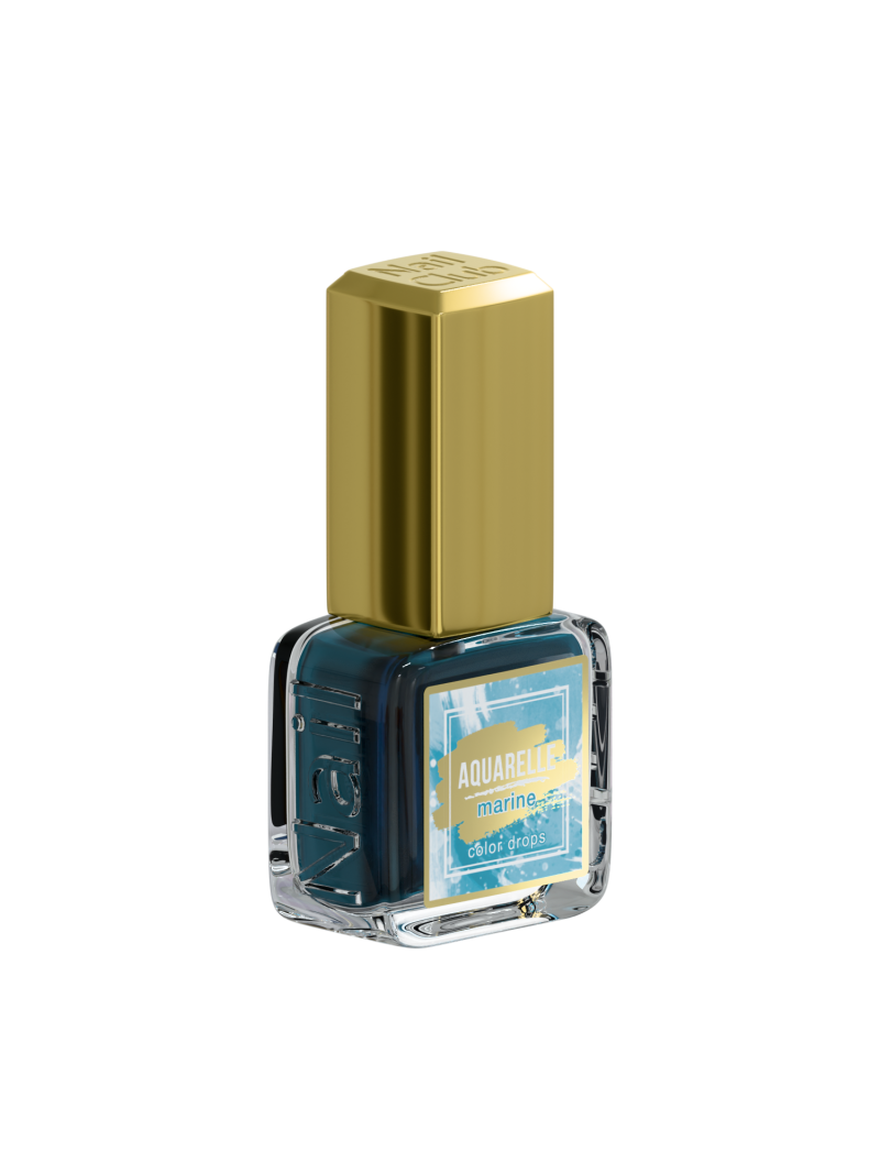 Акварельные капли для дизайна ногтей цвет морской AQ-14 Marine