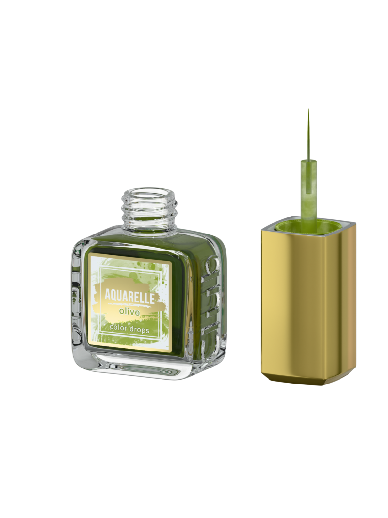 Оливковые акварельные капли для создания дизайна AQ-19 Olive