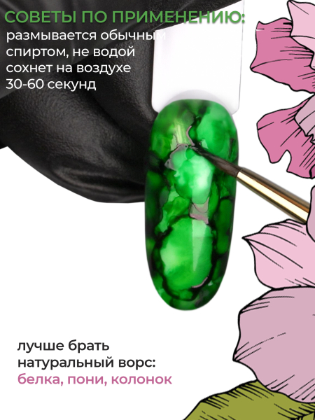 Зелёные акварельные капли для создания дизайна AQ-20 Green