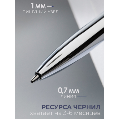 Фирменная металлическая шариковая ручка Nail Club, серебряная с хрусталиком