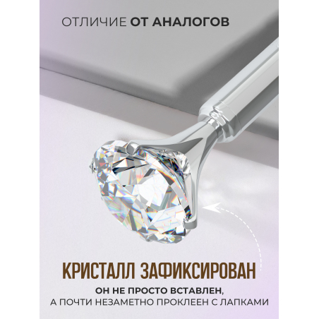 Фирменная металлическая шариковая ручка Nail Club, серебряная с хрусталиком