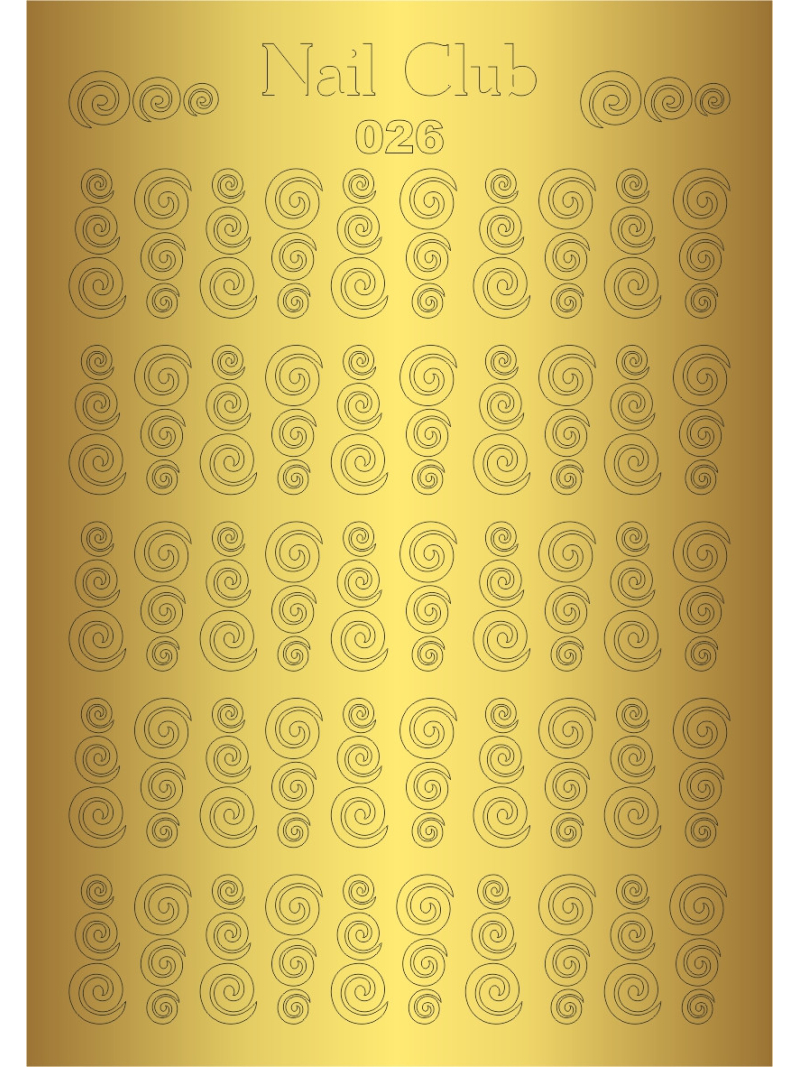 Купить металлизированный стикер для дизайна ногтей GOLDEN 026