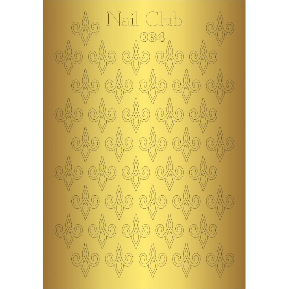 Металлизированный стикер для дизайна ногтей GOLDEN 034