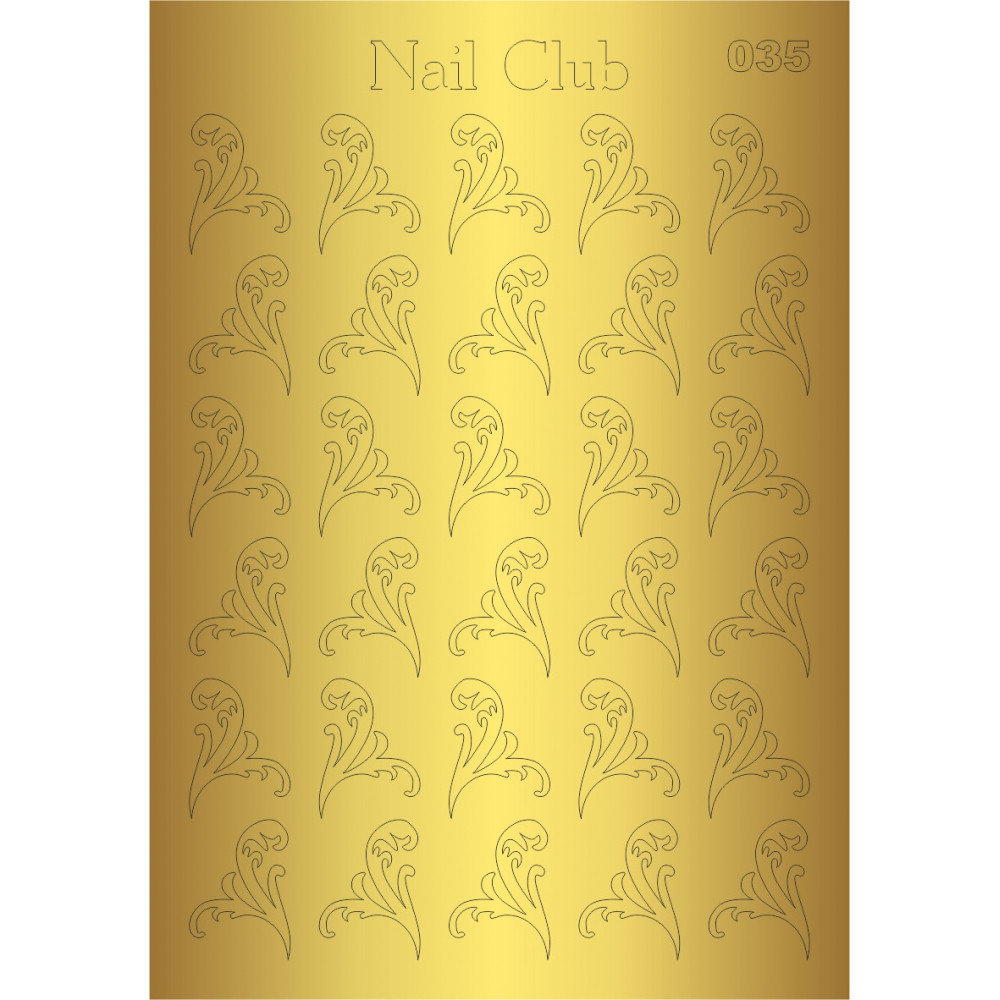 Металлизированный стикер для дизайна ногтей GOLDEN 035