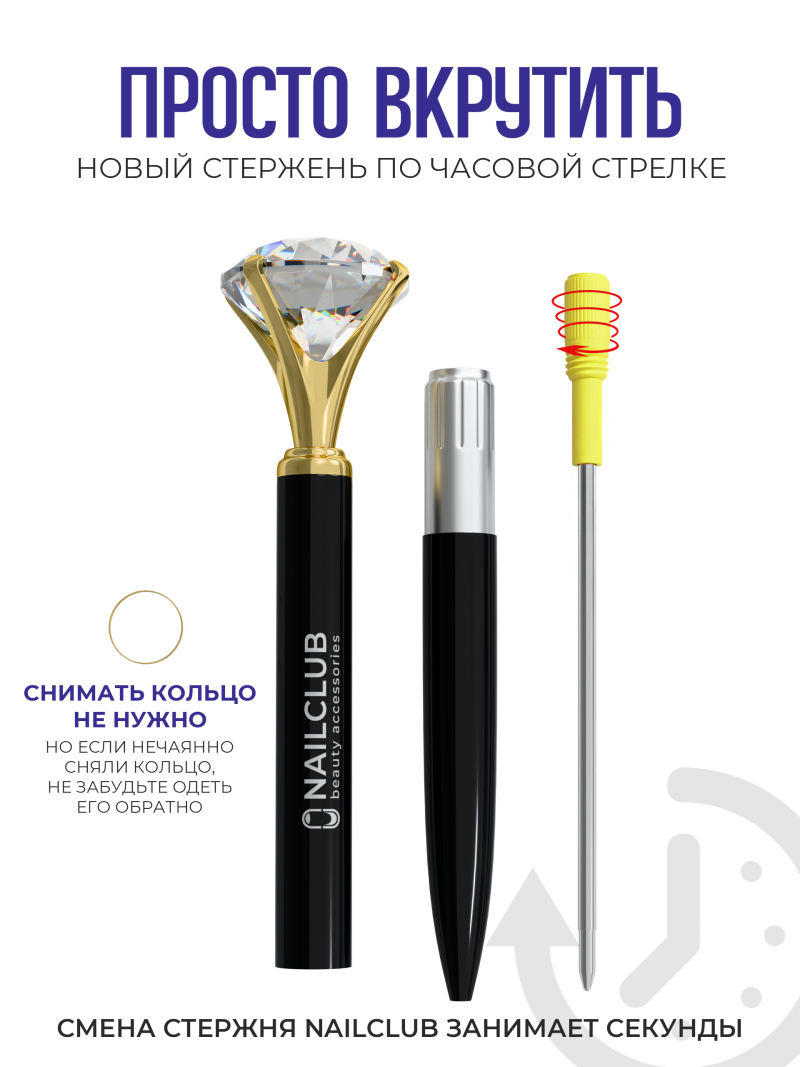 Купить сменный стержень синего цвета для ручки с кристаллом 3 шт в уп